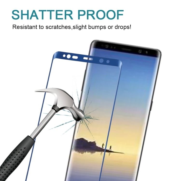 Kaareva näytönsuoja karkaistua lasia Samsung Galaxy Note 8 - Sininen