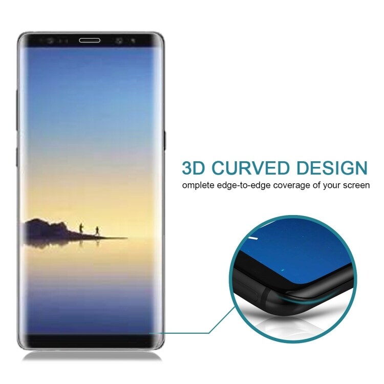 Kaareva näytönsuoja karkaistua lasia Samsung Galaxy Note 8 - Läpinäkyvä