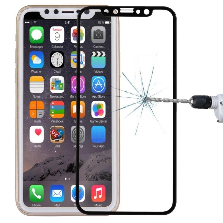 Koko näytönsuoja karkaistua lasia iPhone X - Musta väri