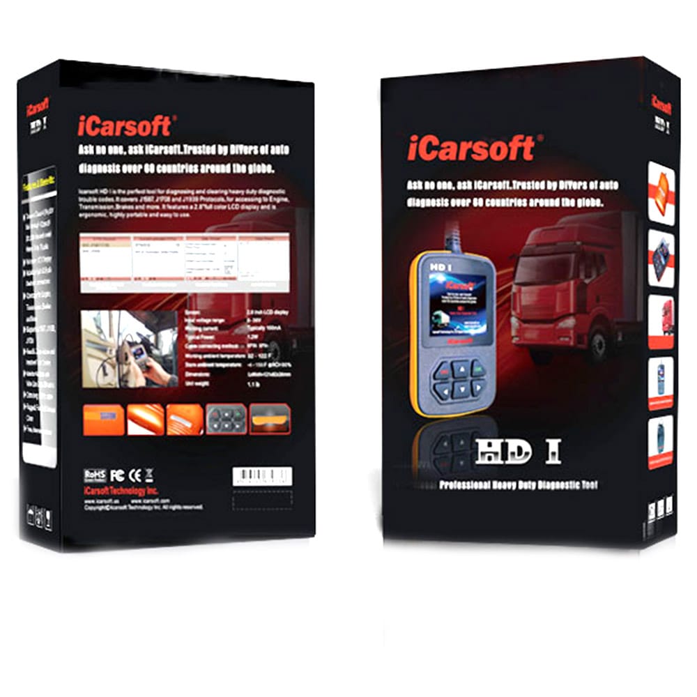 OBD2 Vikakoodinlukija Kuorma-autoille & Raskaalle kalustolle - iCarsoft HD I