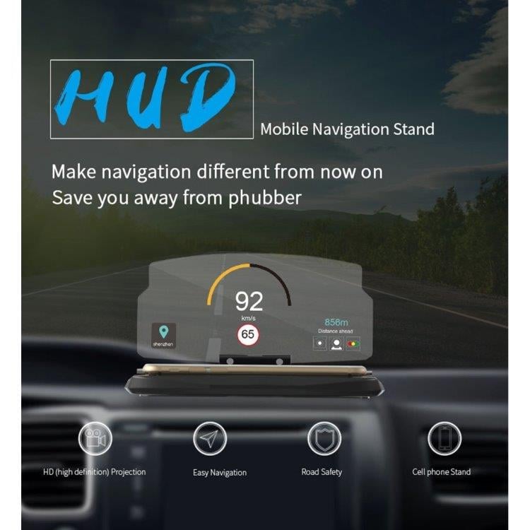 Universal Mobil GPS HUD Head Up Display pidike auton kojelautaan