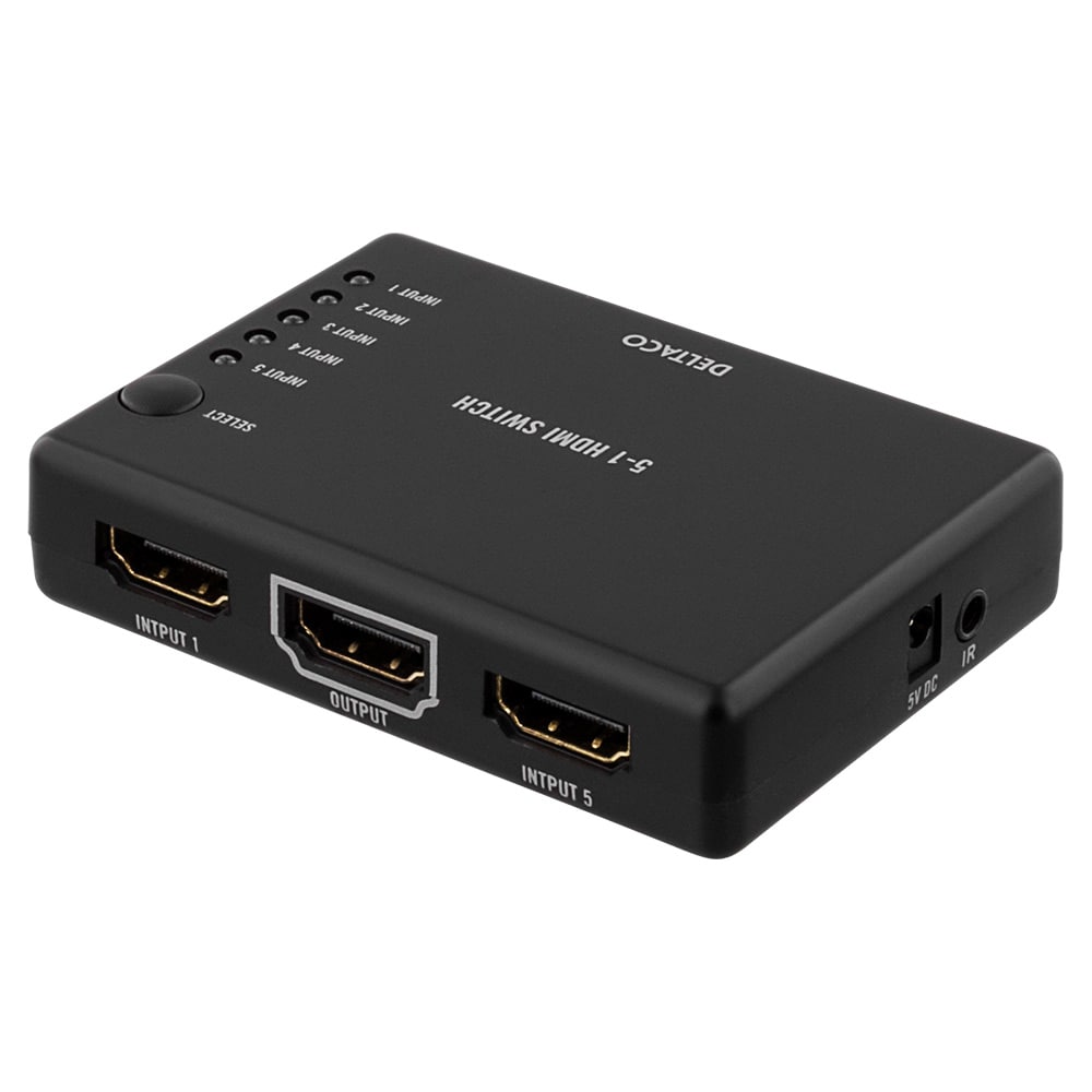 HDMI-Switch, 5 in - 1 out, 4K 60Hz 7.1 Musta