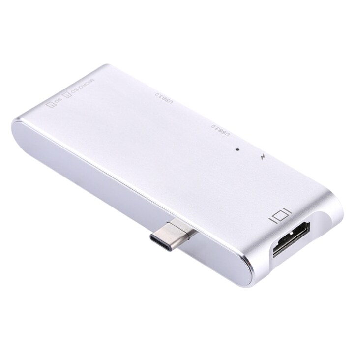 Kortinlukija USB-C hubilla HDMI & RJ45 & 2 x USB 3.0 & Micro SD