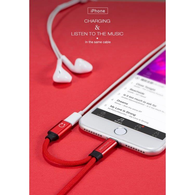 USB + Headset- ja äänisovitin iPhone 8 / 7/ 7 Plus - kuuloke ja latauskaapeli
