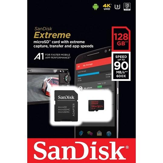 128GB SanDisk Extreme microSDXC Class 10 UHS-I Class 3 90/60MB/s