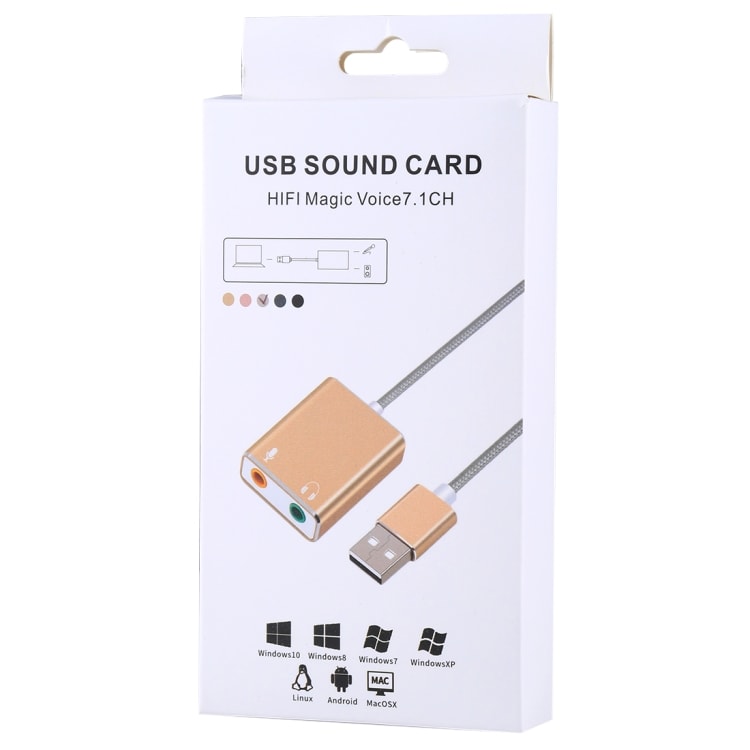 USB Äänikortti Kuuloke tulolla ja mikrofoni liittimellä
