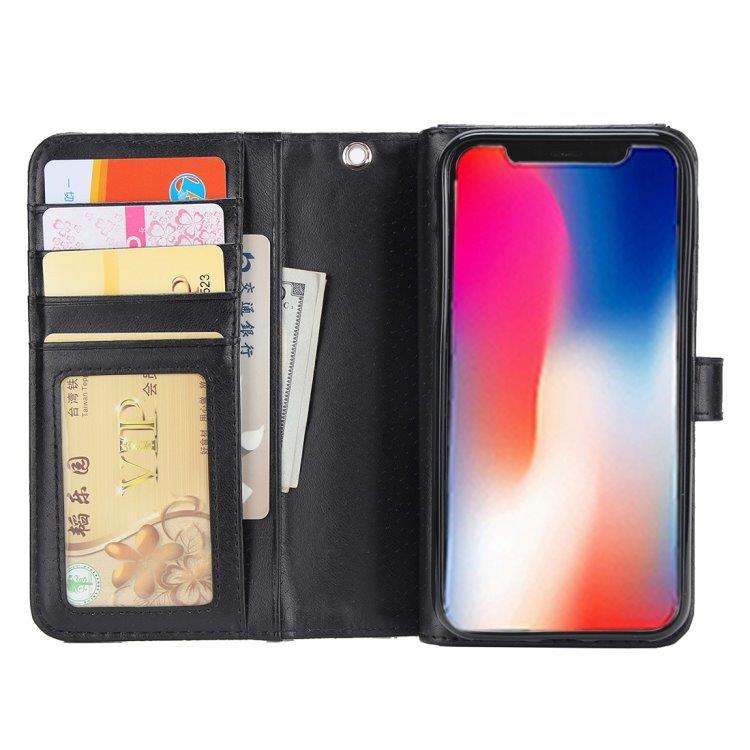 Lompakko magneettikuorella iPhone X/XS - Kolikkolokero, korttipaikka ja hihna