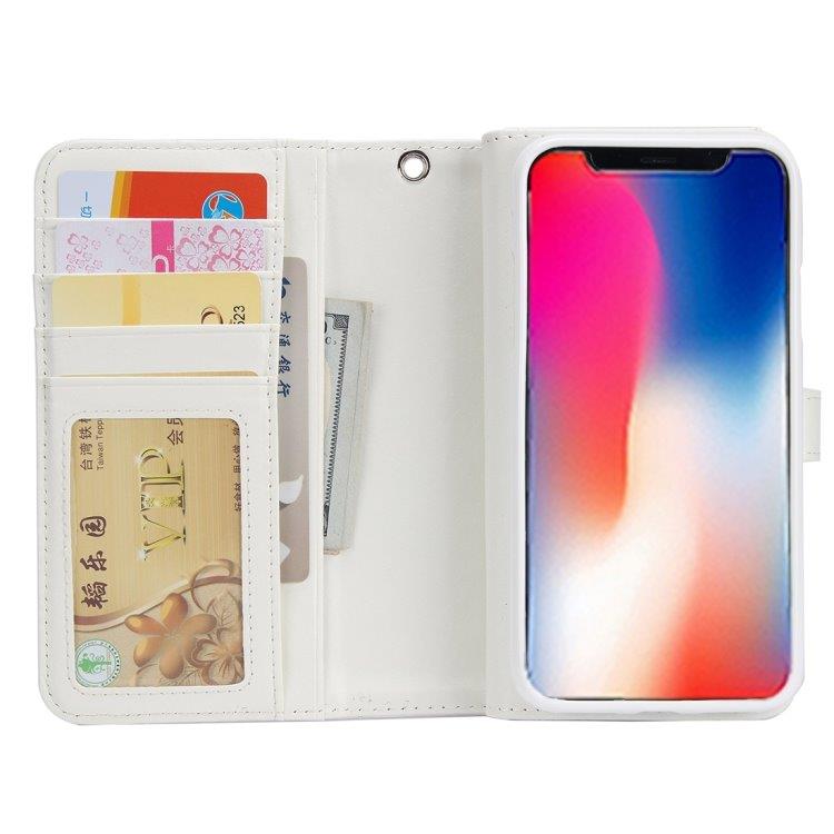 Lompakkokotelo magneettikuorella iPhone X - Vetoketju, korttipaikka ja hihna