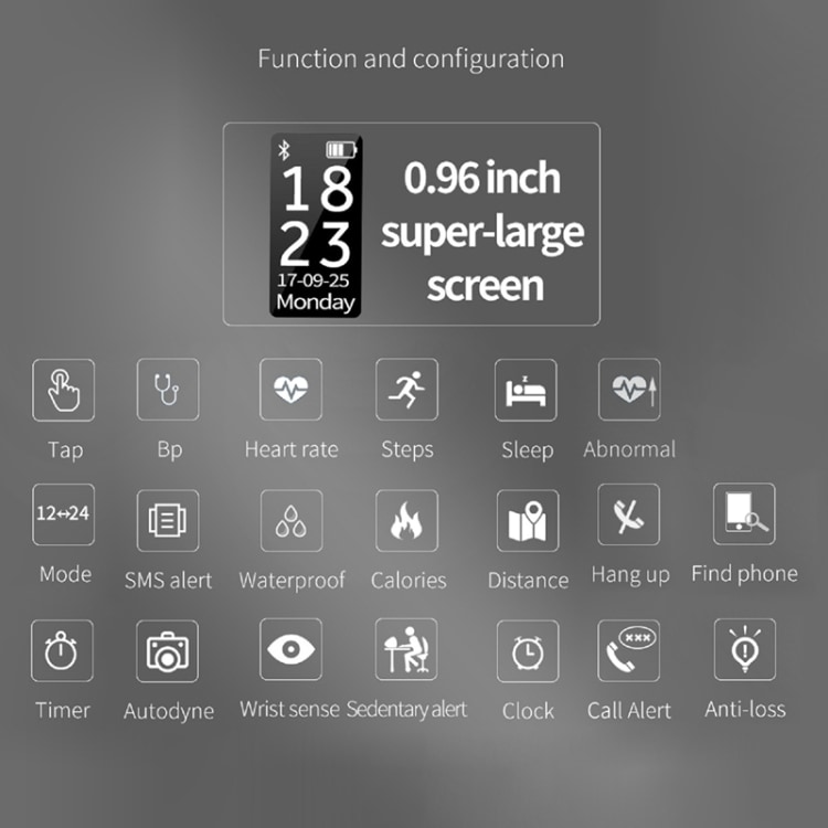 Älykello OLED-näyttö - Askelmittari / Verenpaine / Sykemittari -  Android & iOS matkapuhelimet