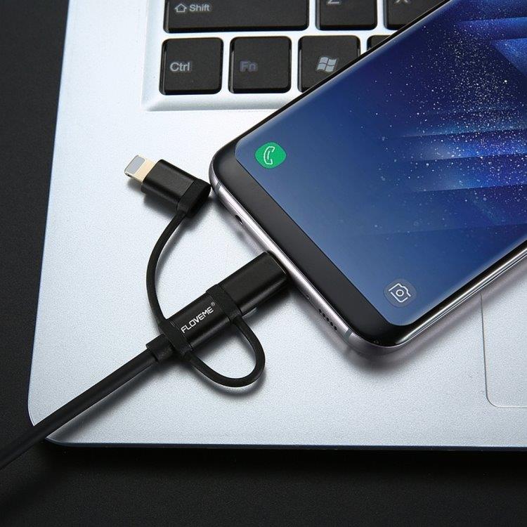 FLOVEME Usb-kaapeli iPhone  + Micro USB + Usb Tyyppi-C