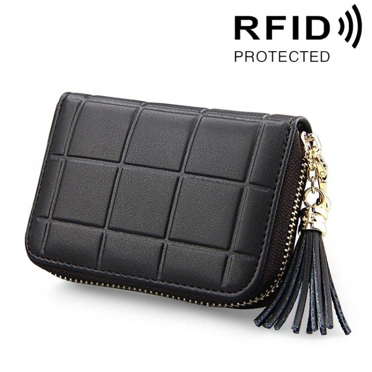 RFID Lompakko / Naisten vetoketjullinen laukku - 15 lokeroa korteille