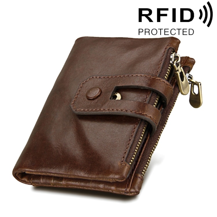 RFID Lompakko aitoa nahkaa vetoketjulla