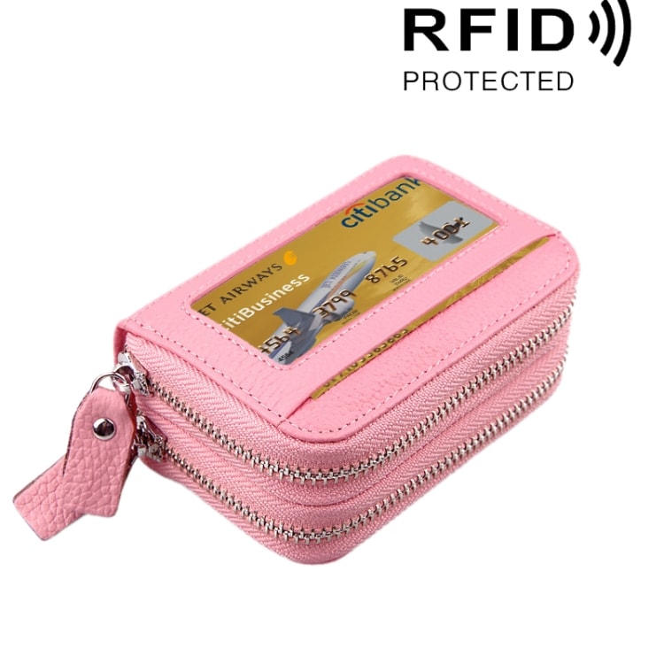 RFID Käsilaukku aitoa nahkaa kahdella vetoketjulla