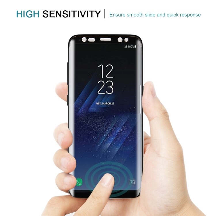 Suoja karkaistua Lasia koko näytölle Samsung Galaxy S8