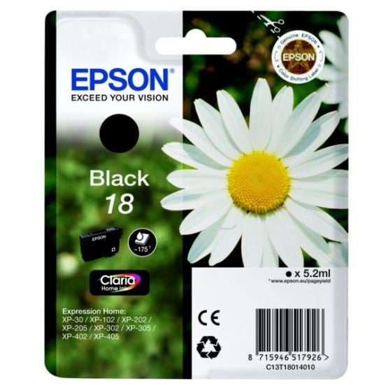Epson T1801 BK (C13T18014012) Musta Mustepatruuna,  5,2ml
