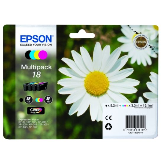 EPSON T1806 Mustepatruuna MultiPack Musta ,Cyan ,Magenta , Keltainen