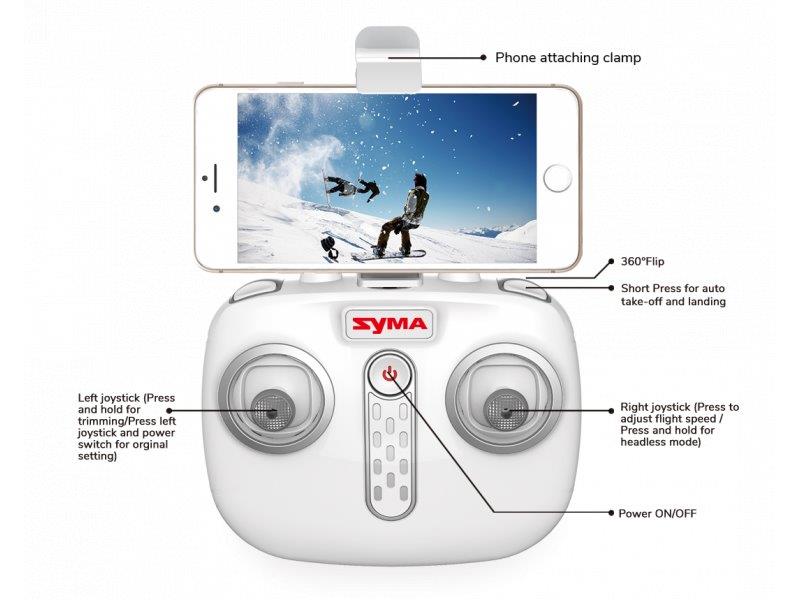 Lennokki SYMA X22W 2.4G Gyrolla ja Kameralla - Valkoinen