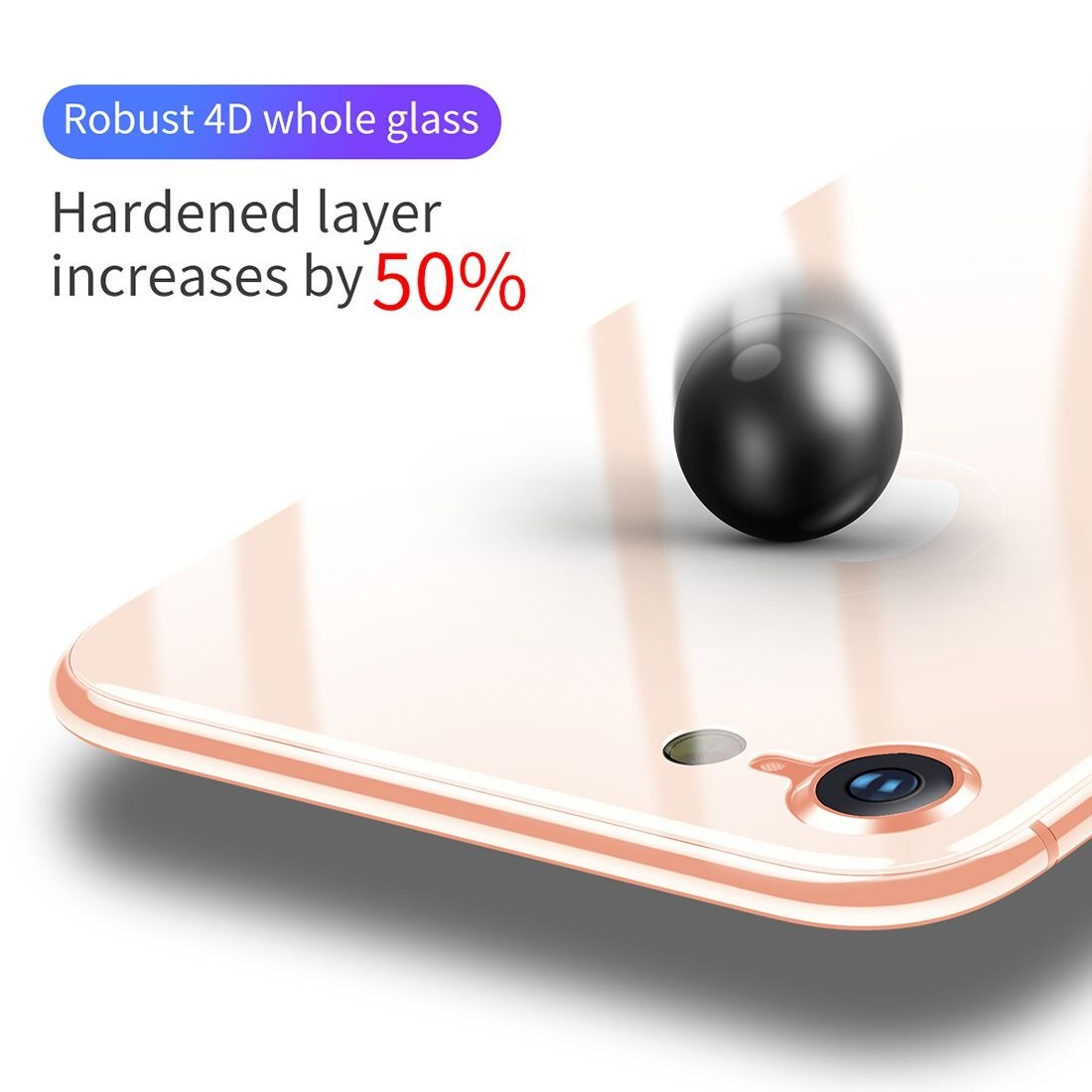 Baseus Näytönsuoja Takaosan suoja karkaistua lasia iPhone 8 - Kulta