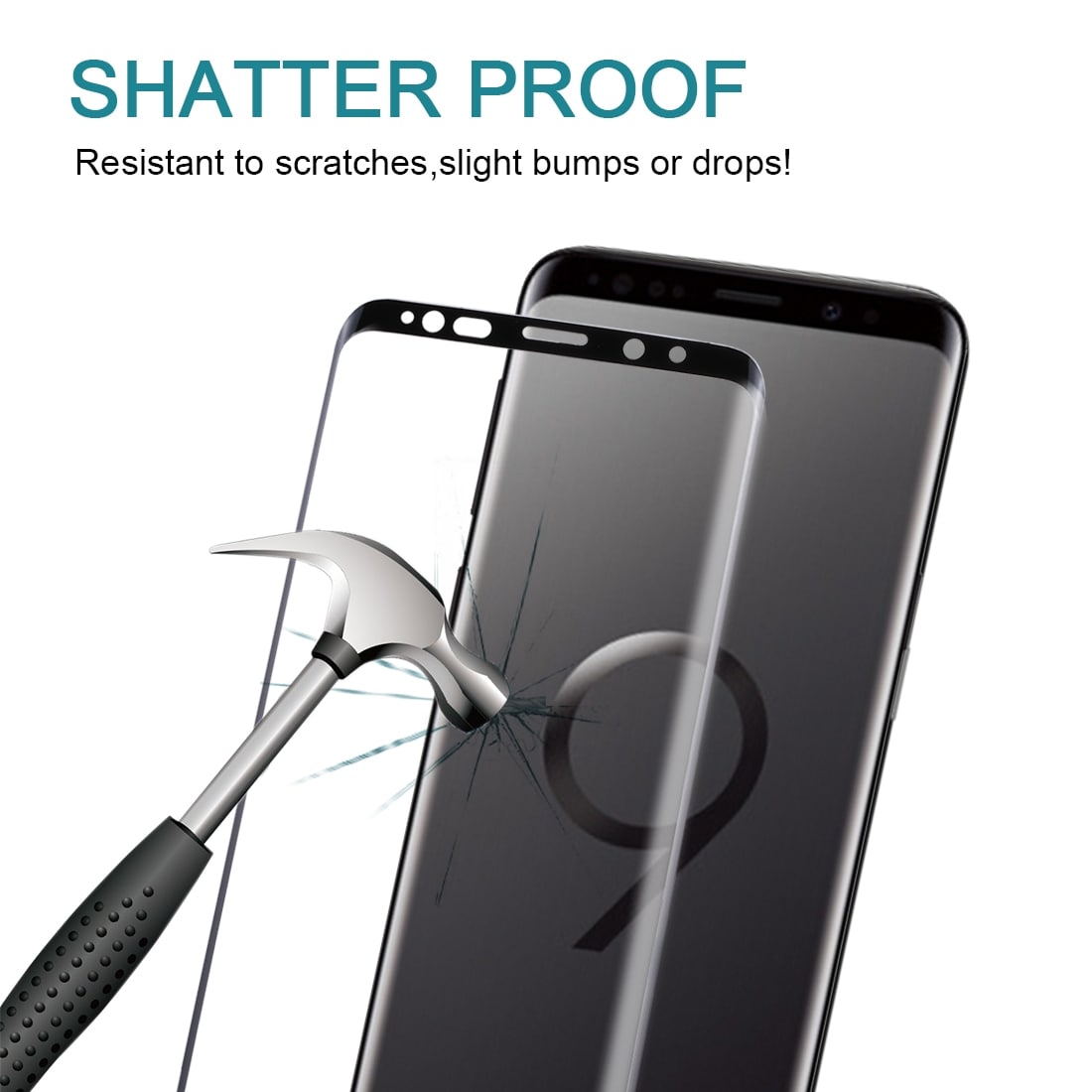 Kaareva Koko näytönsuoja karkaistua lasia Samsung Galaxy S9 - Musta