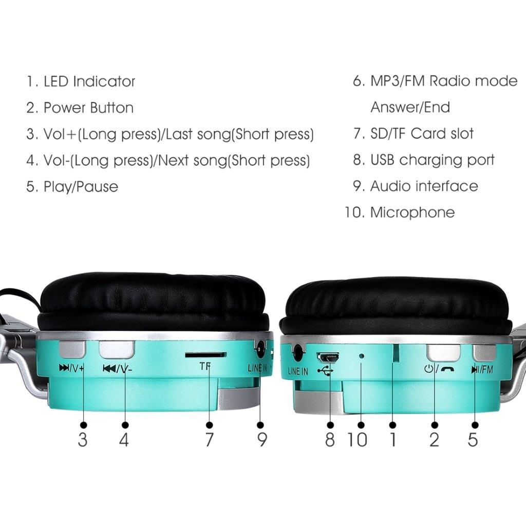 Mintunvihreä Retro Bluetooth Headset Matkapuhelimelle
