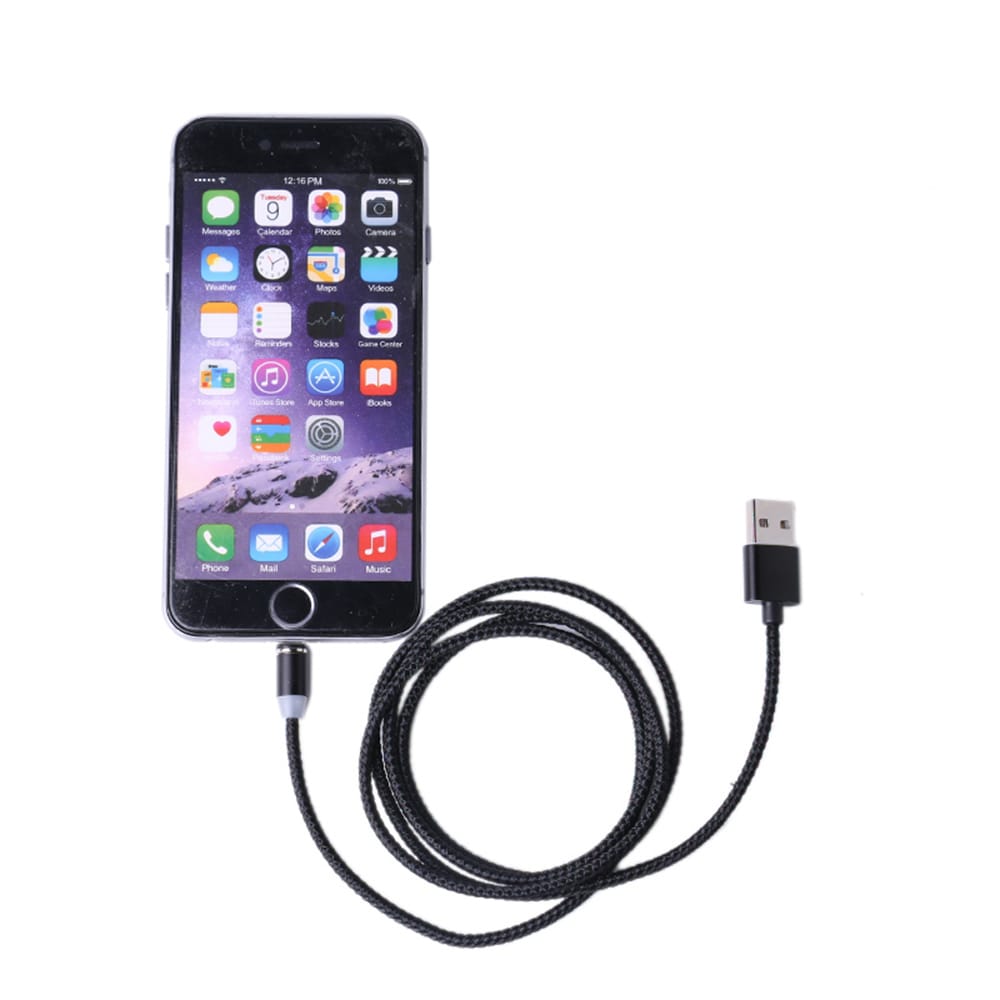 Magneettinen latauskaapeli Matkapuhelimelle - iPhone + Micro-Usb + Usb Tyyppi-C, 1m
