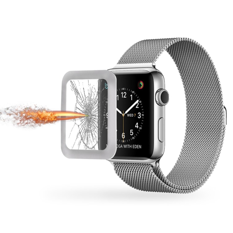 Näytönsuoja karkaistua lasia Apple Watch Series 3 38mm - 3D Hopea
