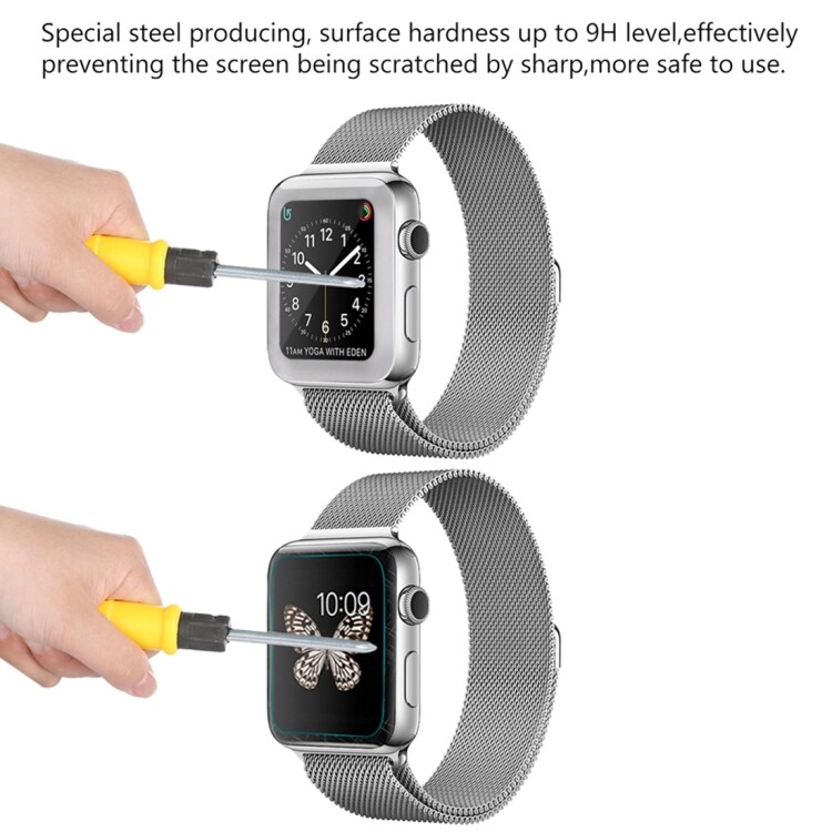 Näytönsuoja karkaistua lasia Apple Watch Series 3 38mm - 3D Hopea