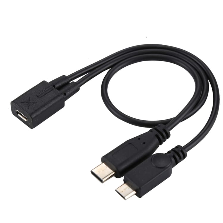 Adapteri Micro-USB naaras USB Tyyppi-C + MicroUSB