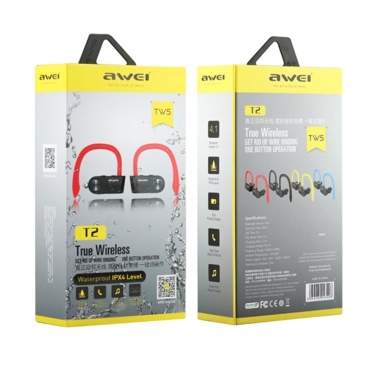 AWEI T2 Sport Bluetooth Headset - Musta