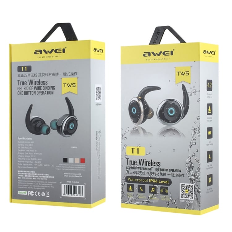 AWEI T1 Sport Bluetooth Headset - Musta
