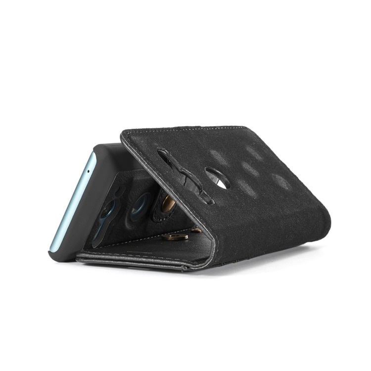 Flip kotelo Keinonahkaa Korttilokeroilla + Telineellä Sony Xperia XZ2 Compact Musta