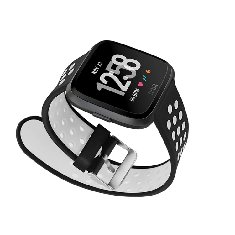 Silikonirannake Fitbit Versa Simple Fashion Silicone Watch Strap Musta/Harmaa