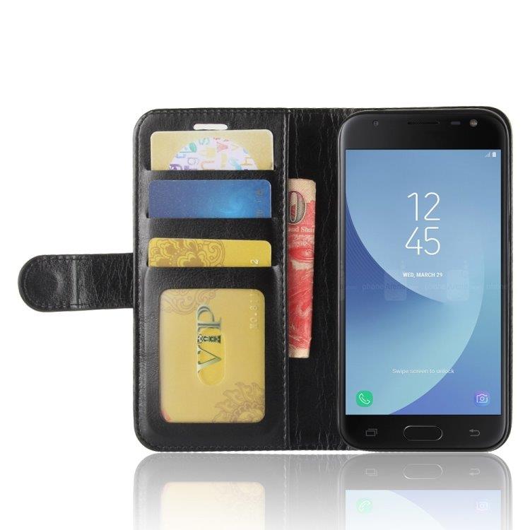 Keinonahkakotelo korttipaikoilla Samsung Galaxy J2 Pro 2018 Musta
