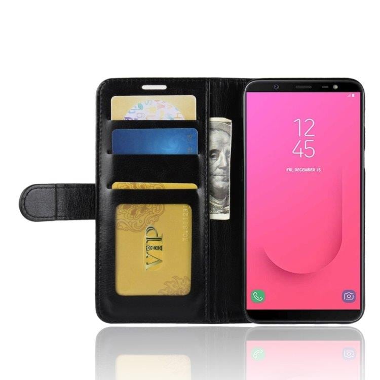 Keinonahkakotelo korttipaikoilla Samsung Galaxy J8 2018 Musta