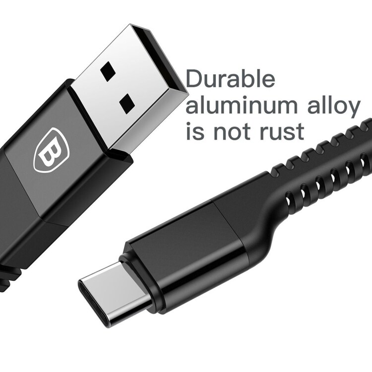 Baseus Punottu USB-kaapeli USB A - USB C 1m Musta