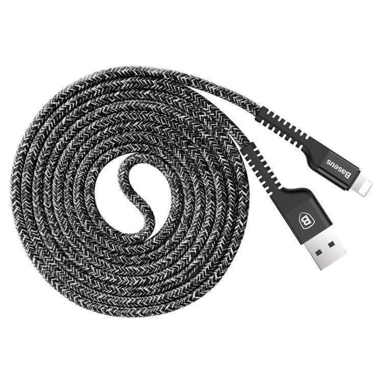 Baseus Punottu USB-kaapeli USB A - lightning 1,5m Musta