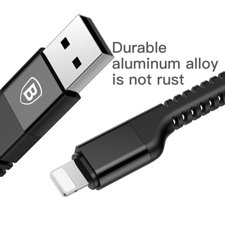 Baseus PunottuUSB-kaapeli USB A - lightning 1m Musta