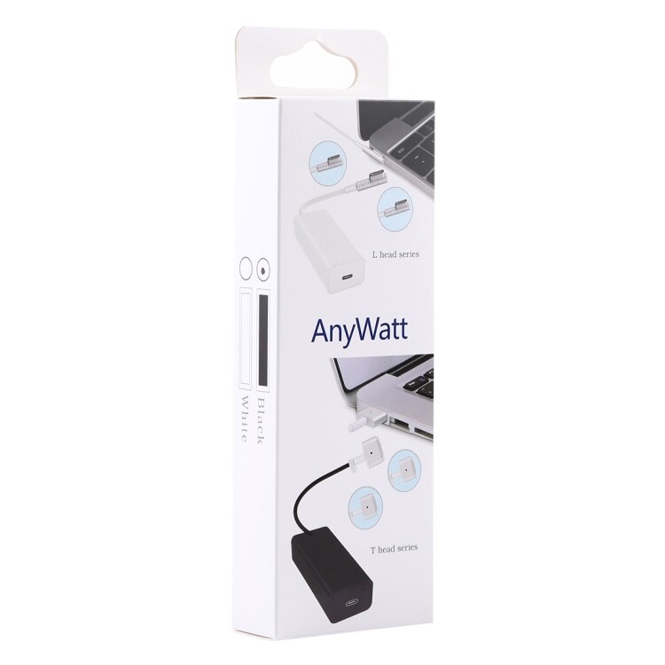 AnyWatt 60W USB-C Naaras - MagSafe 1 Muunnin Valkoinen