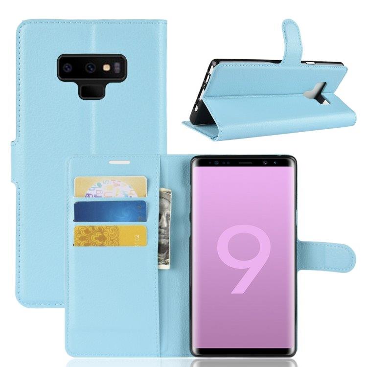 Keinonahkakotelo Korttipaikoilla & Telinetoiminnolla Samsung Galaxy Note 9 Vaaleansininen
