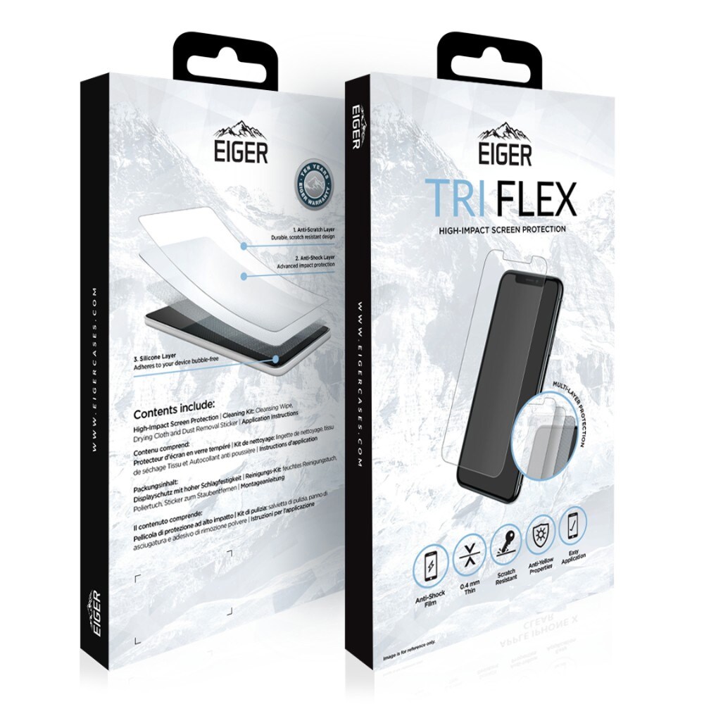 Eiger Tri Flex High Impact Näytönsuoja Apple iPhone XS/X