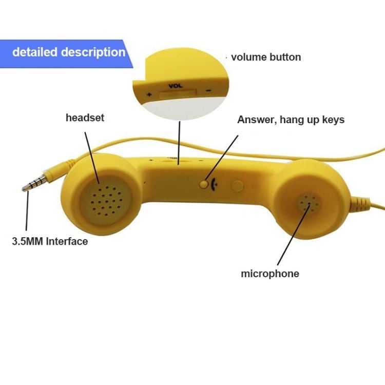 Retroheadset Puhelimen luuri 3,5mm Musta