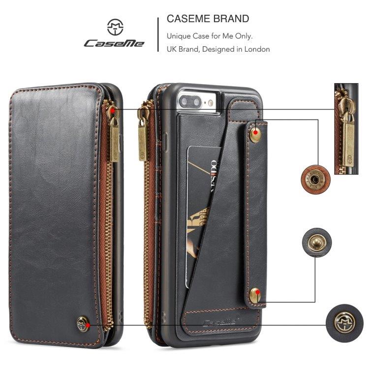 CaseMe-011 Lompakkokotelo iPhone 8 Plus & 7 Plus Musta