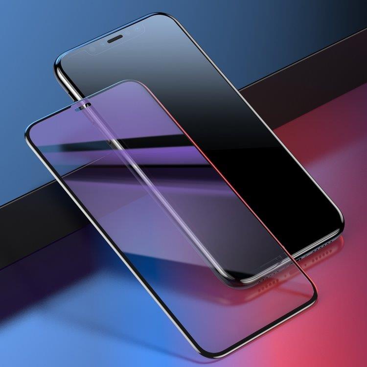 Baseus 0.2mm Pyöristetty Anti Blue-Ray Temperoitu Näytönsuoja iPhone XR Musta Kehys