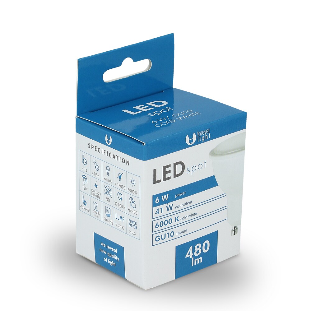 LED-lamppu GU10 6W 230V - Kylmä valkoinen