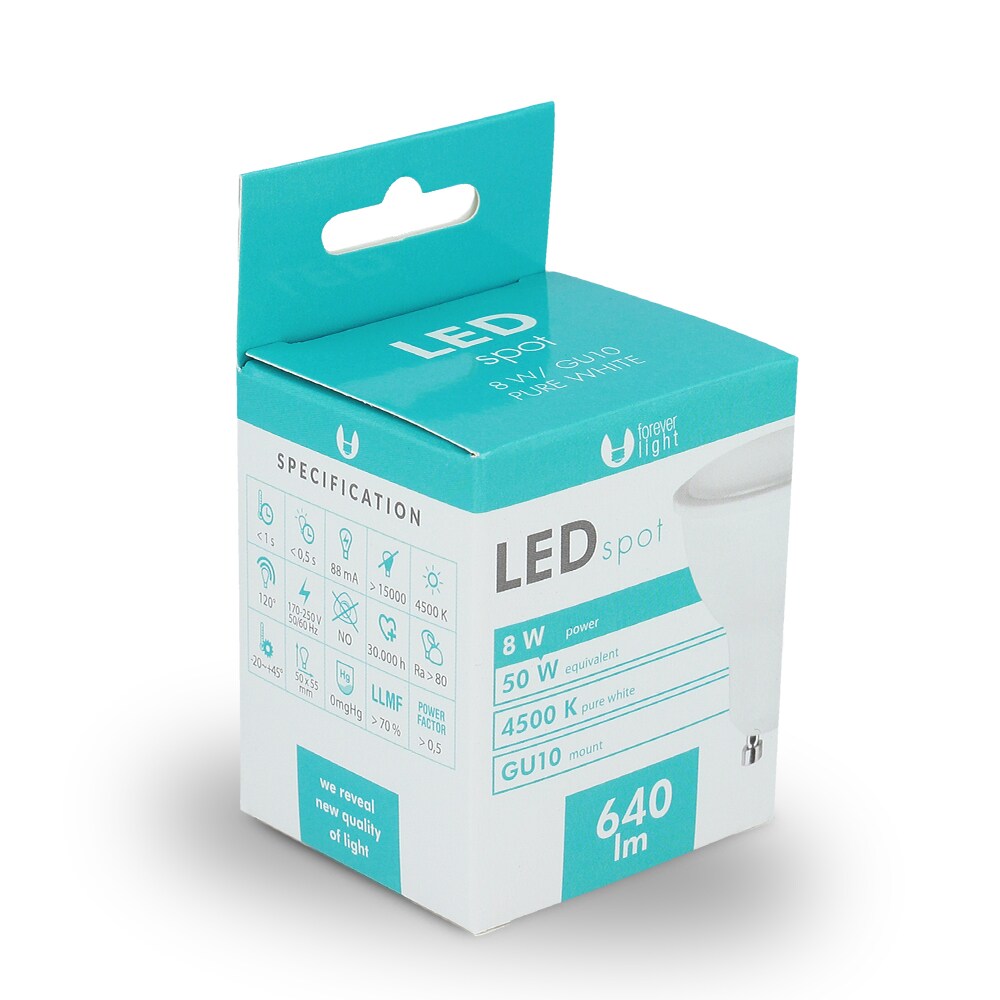 LED Lamppu GU10 8W 230V - Luonnonvalkoinen