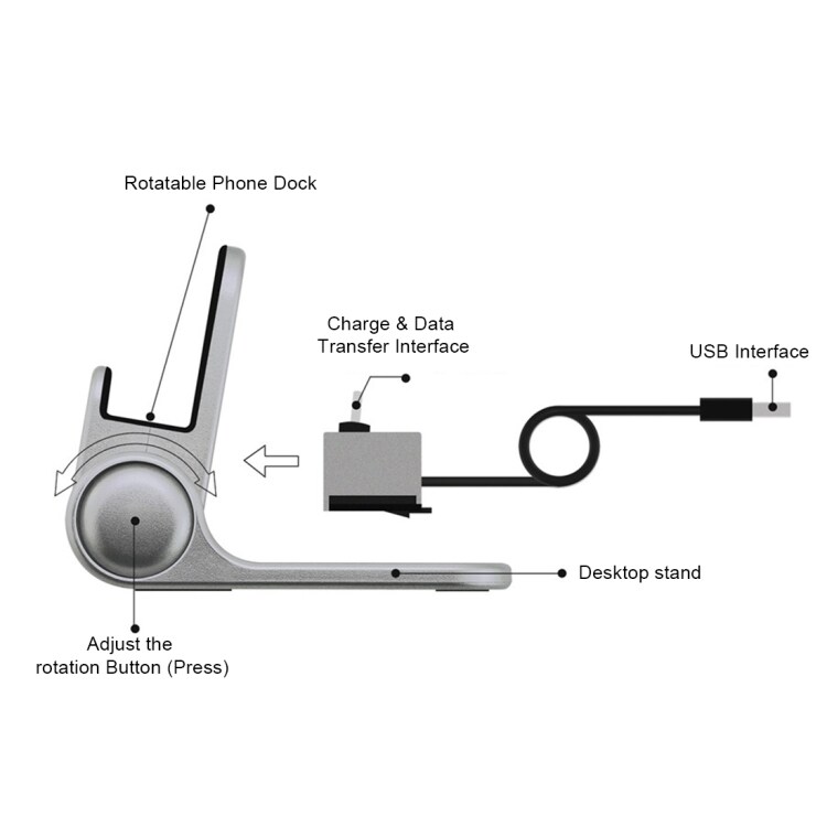 Lataus & Synkronointiasema + Teline USB-C Älypuhelimille