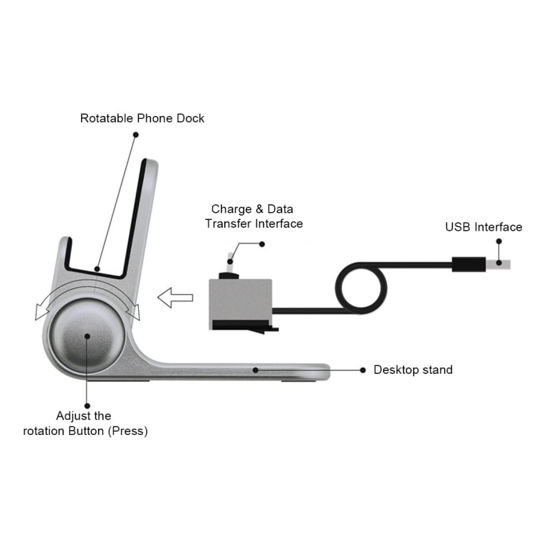 Lataus & Synkronointiasema + Teline Micro-USB Älypuhelimille