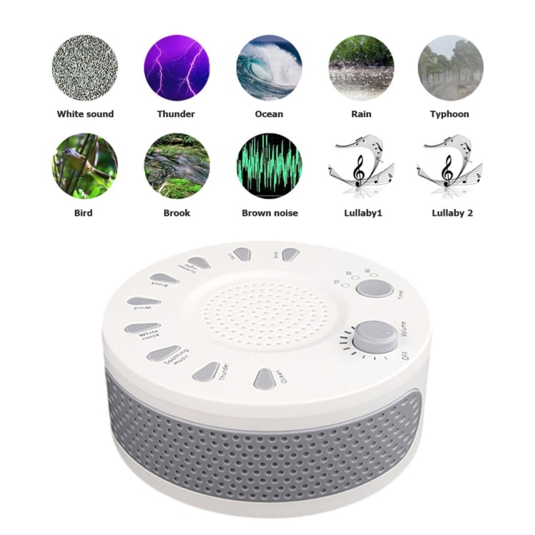 Sleep Easy White Noise Machine, jossa on 9 rentouttavaa äänitilaa