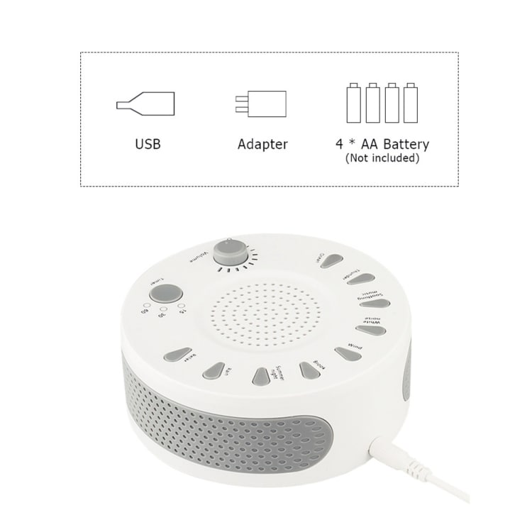 Sleep Easy White Noise Machine, jossa on 9 rentouttavaa äänitilaa
