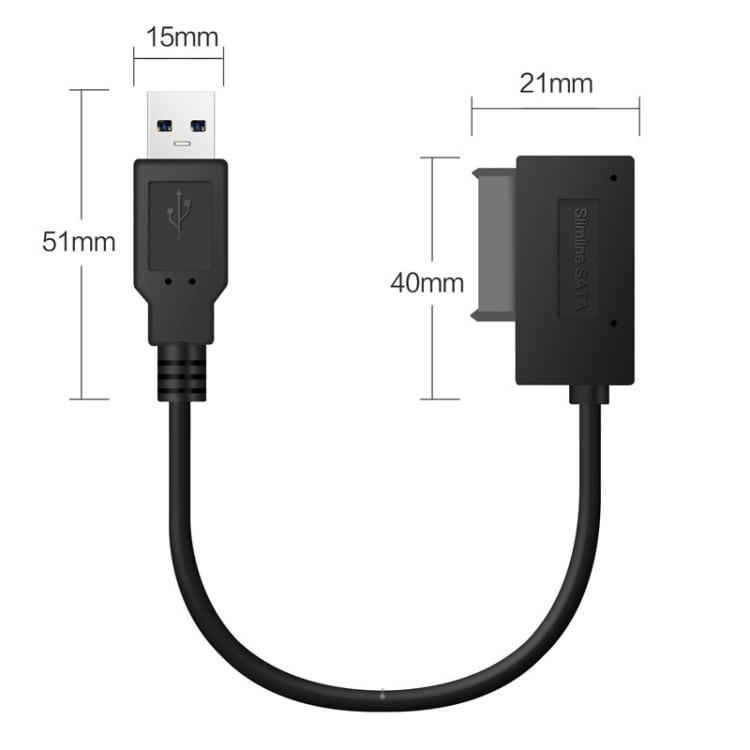 Sovitinkaapeli USB 2.0 - 7+6Pin Slimline SATA